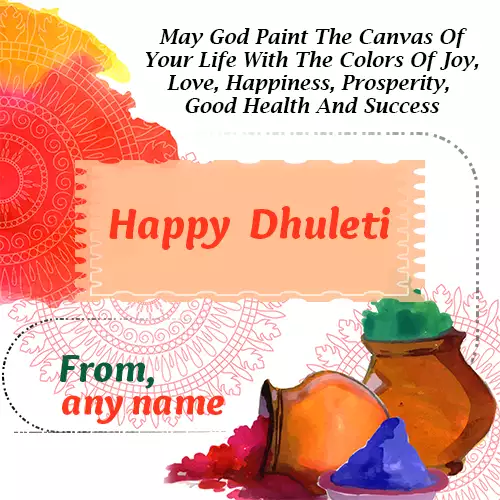 Write Name On Happy Dhuleti Greeting Cards